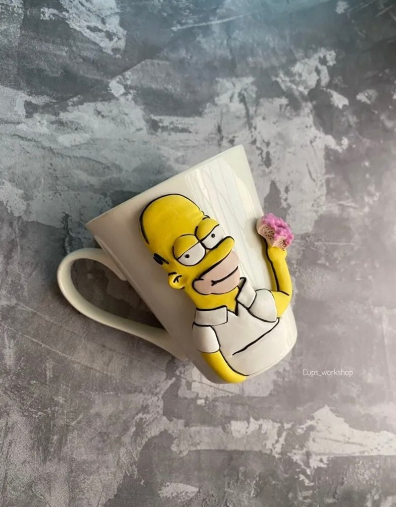 Simpsons Family mug, bart simpson in the mug, Homer The Simpsons, Cute Funny cup - เซรามิก - แก้ว ขาว