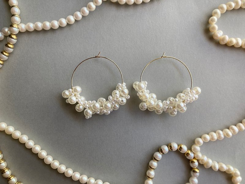 bubble pearl (  earrings   ) - Earrings & Clip-ons - Pearl White