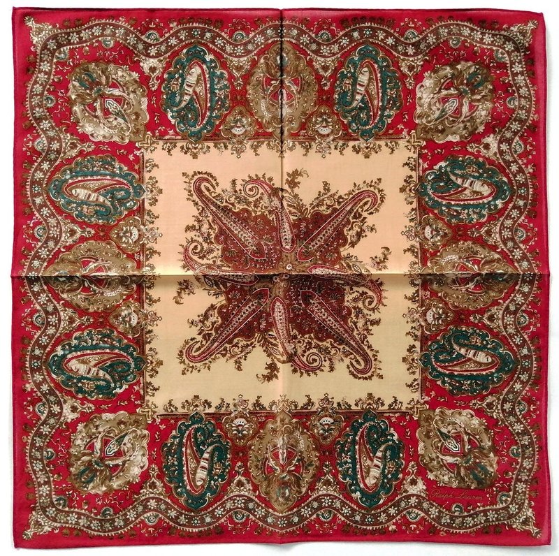Ralph Lauren Vintage Handkerchief Motif Red 19 x 19 inches - 手帕 - 棉．麻 紅色
