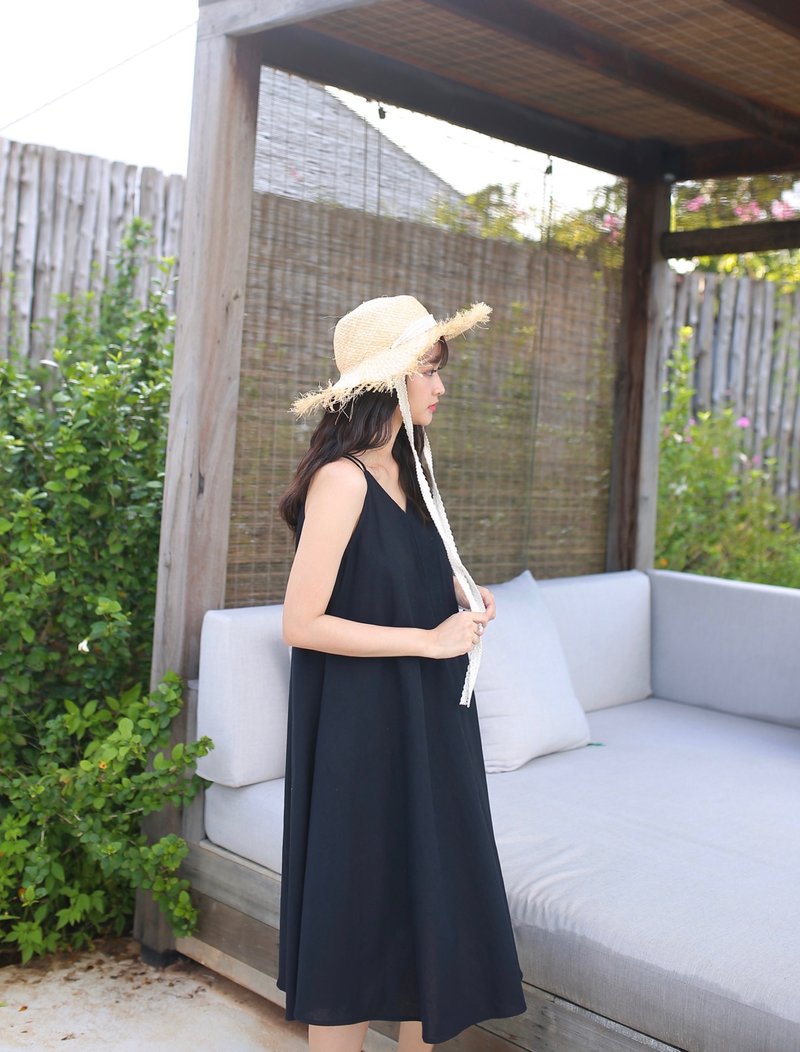 Gypso Dress - Black(Ribbon included) - One Piece Dresses - Linen Black
