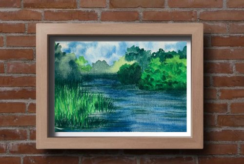 水彩画「里山風景」