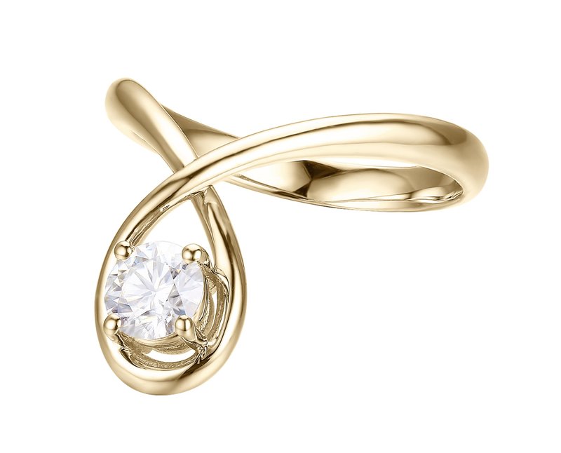 14k gold moissanite ring. Diamond alternative engagement ring, wedding ring - แหวนทั่วไป - เครื่องประดับ สีทอง