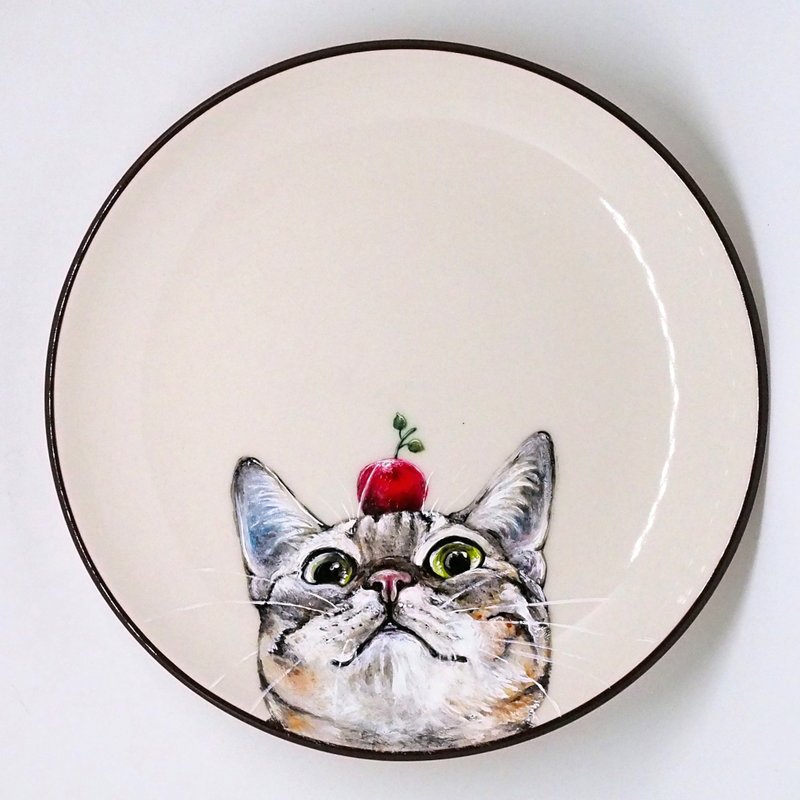 Wall-mounted decorative plate / snack plate series - small apple in your eyes - จานเล็ก - เครื่องลายคราม 