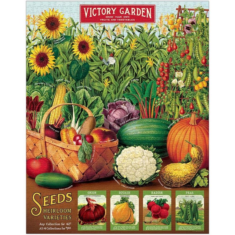 Cavallini & Co. Round Jar 1000 Piece Jigsaw Puzzle_Victory Garden - Puzzles - Paper Multicolor