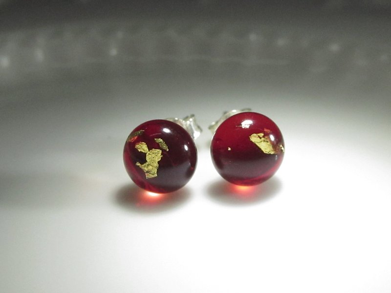 × | gold foil series | × glass earrings - STU hot red-0 type - ต่างหู - แก้ว สีแดง