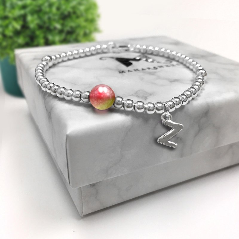 Watermelon Crystal Bracelet | Watermelon Stone Bracelet | Watermelon Crystal - Bracelets - Silver 