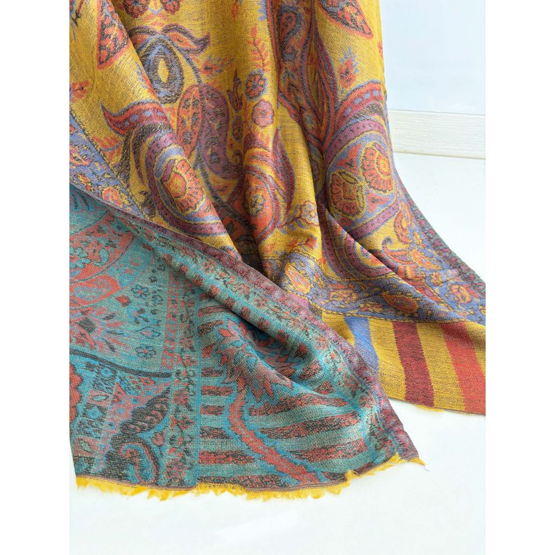 Indian double-sided double-color wool scarf shawl/birthday gift/Christmas exchange gift - Knit Scarves & Wraps - Wool Multicolor