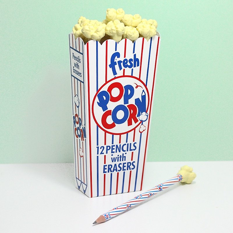 最POP的新學期 鹹的爆米花鉛筆和橡皮擦 / 藍紅色 - 鉛芯筆 - 其他材質 藍色