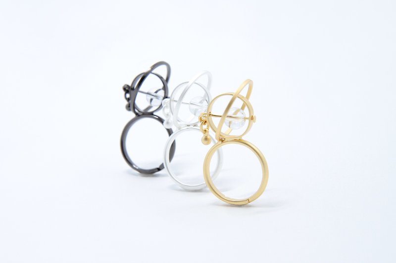 White crystal winter limited small universe planet ring _ black silver _ silver white _ fog gold - General Rings - Other Metals 