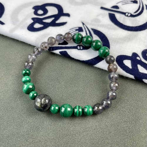 Hoshino Jewelry Kan 孔雀石 事業運 平靜心情 天然水晶 日本手作 禮物 能量石手鍊
