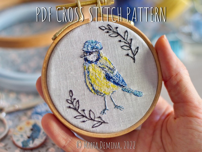 Blue Tit PDF cross stitch pattern - 手工藝教學/工具書 - 其他材質 