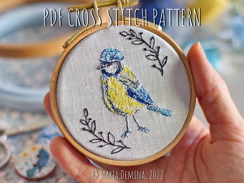 LittleRoomInTheAttic Blue Tit PDF cross stitch pattern