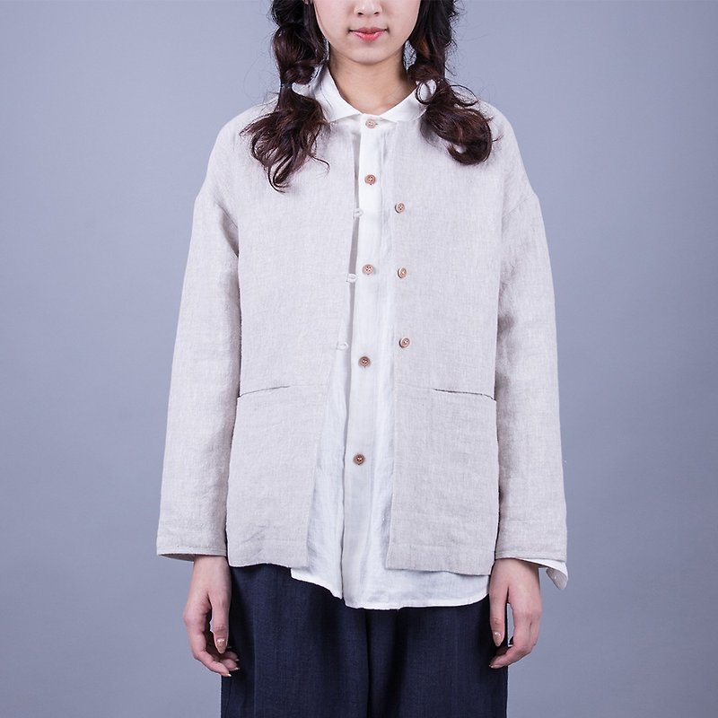 Natural Linen sand-washed pure linen coat - Women's Casual & Functional Jackets - Cotton & Hemp 