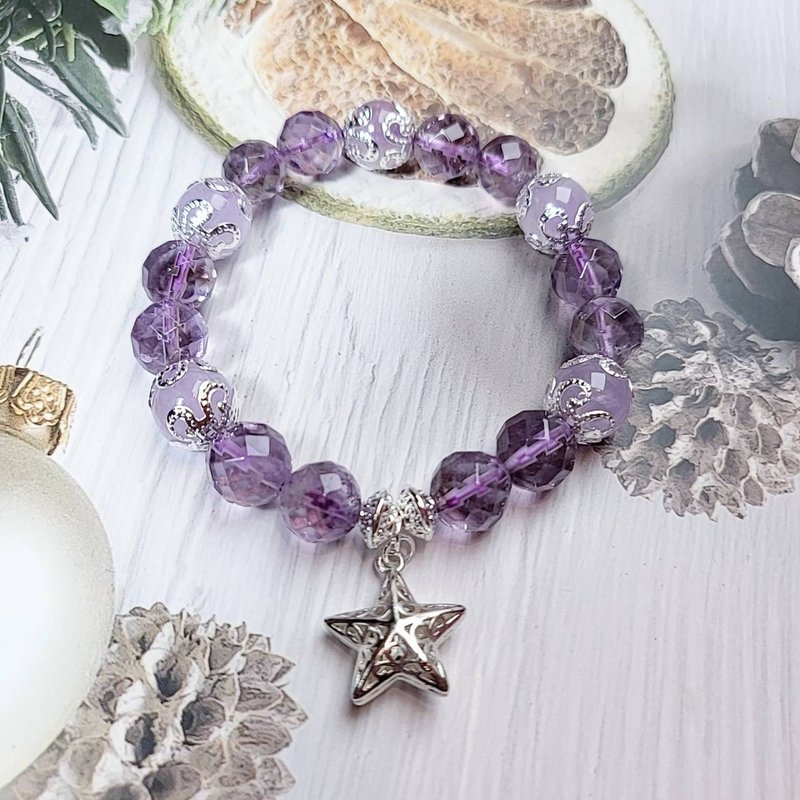 Aphrodite.C amethyst bracelet-silver-wrapped anti-allergic accessory (designer style), Christmas gift - สร้อยข้อมือ - คริสตัล 