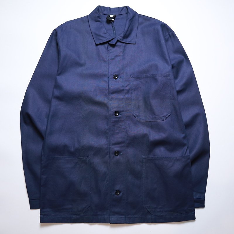 Fuji bird vintage 90s dark blue French tooling tooling French tooling overalls - เสื้อโค้ทผู้ชาย - ผ้าฝ้าย/ผ้าลินิน 