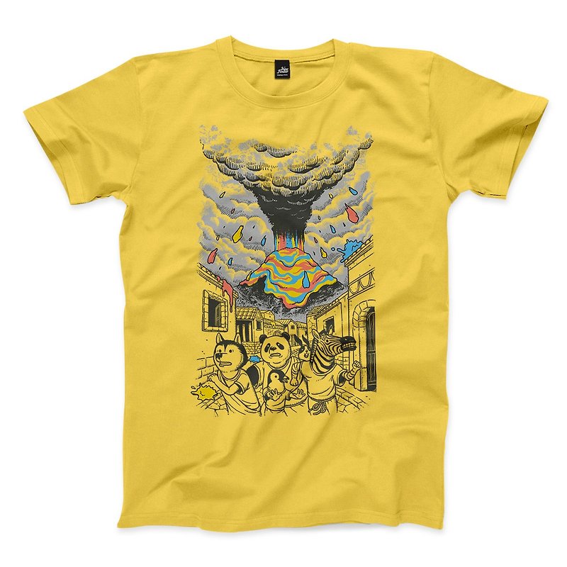 Fleeing Color Storm-Yellow-Unisex T-shirt - เสื้อยืดผู้ชาย - ผ้าฝ้าย/ผ้าลินิน สีเหลือง