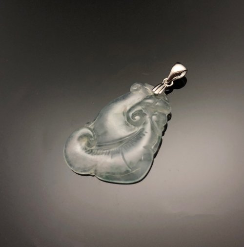 玉見你翡翠精品設計 收藏級 / 天然翡翠A貨 冰種飄花如意 項鍊墜