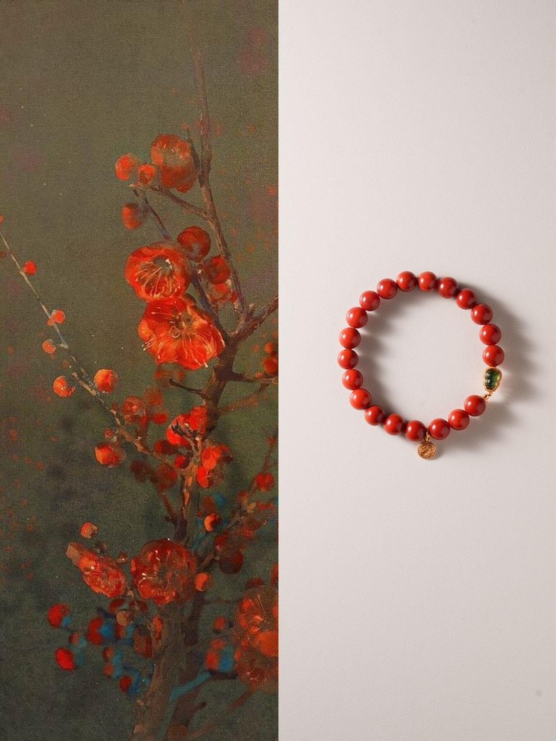 原創手工天然南紅碧璽葫蘆手串闢邪好運本命年手鏈生日禮物 - 手鍊/手環 - 玉石 紅色