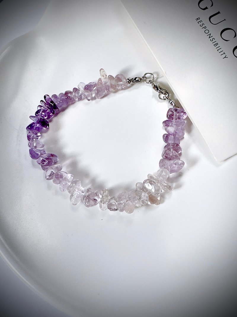 C&W 嚴選天然淨透紫黃水晶漸變設計手環手鏈 - 手鍊/手環 - 水晶 紫色