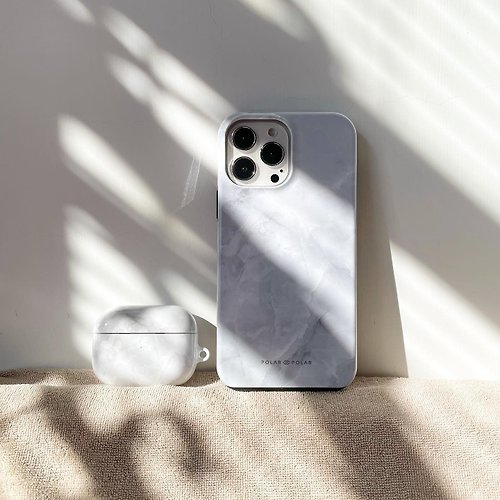 POLAR POLAR 【客製化】灰色雲石紋 iPhone MagSafe 手機殼 光面 / 霧面