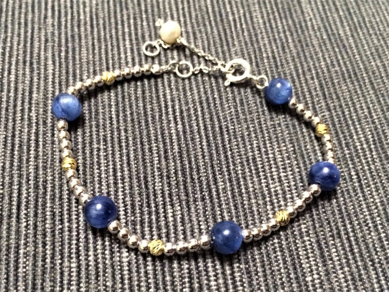 Design their own 100% handmade 925 sterling silver bead Italy approved spending flash aquamarine Stone bracelet - สร้อยข้อมือ - เครื่องประดับพลอย สีน้ำเงิน