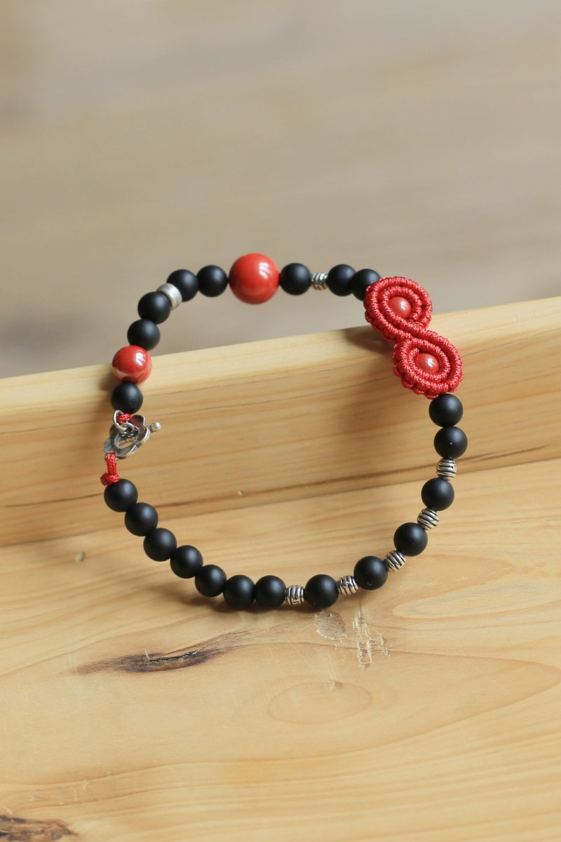 No.8-Original & Cinnabar | High content of imperial sand s925 Silver black agate | Good luck in the birth year - Bracelets - Semi-Precious Stones 