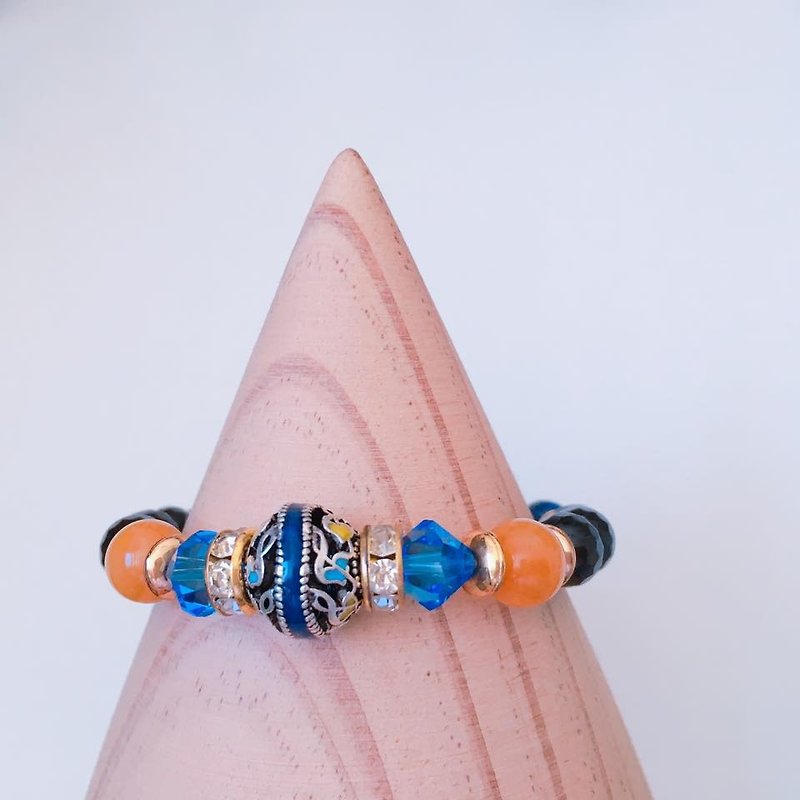 Cloisonne Blue Crystal Bracelet - Bracelets - Gemstone Blue