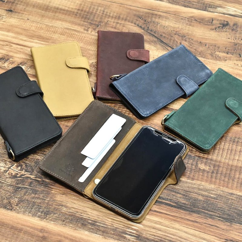 牛革 スマホケース フラップ付き iPhone 14 iPhone15 対応  Smartphone case Basic case - スマホアクセサリー - 革 多色