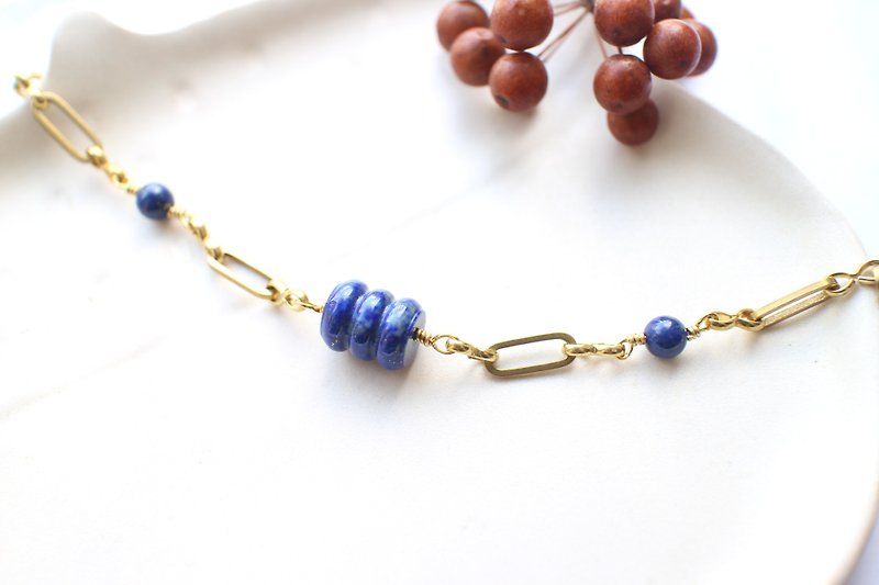 Sunny- Lapis brass bracelet - Bracelets - Other Metals Blue