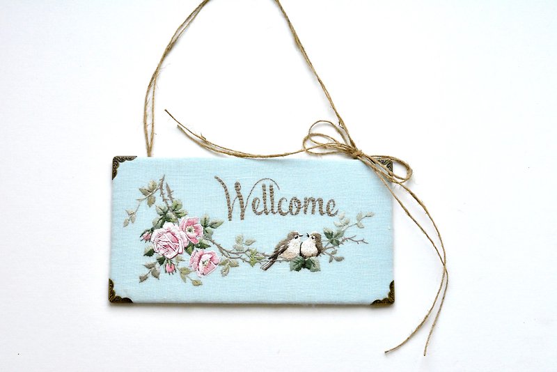 Door Hangers - welcome sign, door ornament. Door decoration, welcome door signs - Wall Décor - Cotton & Hemp Blue