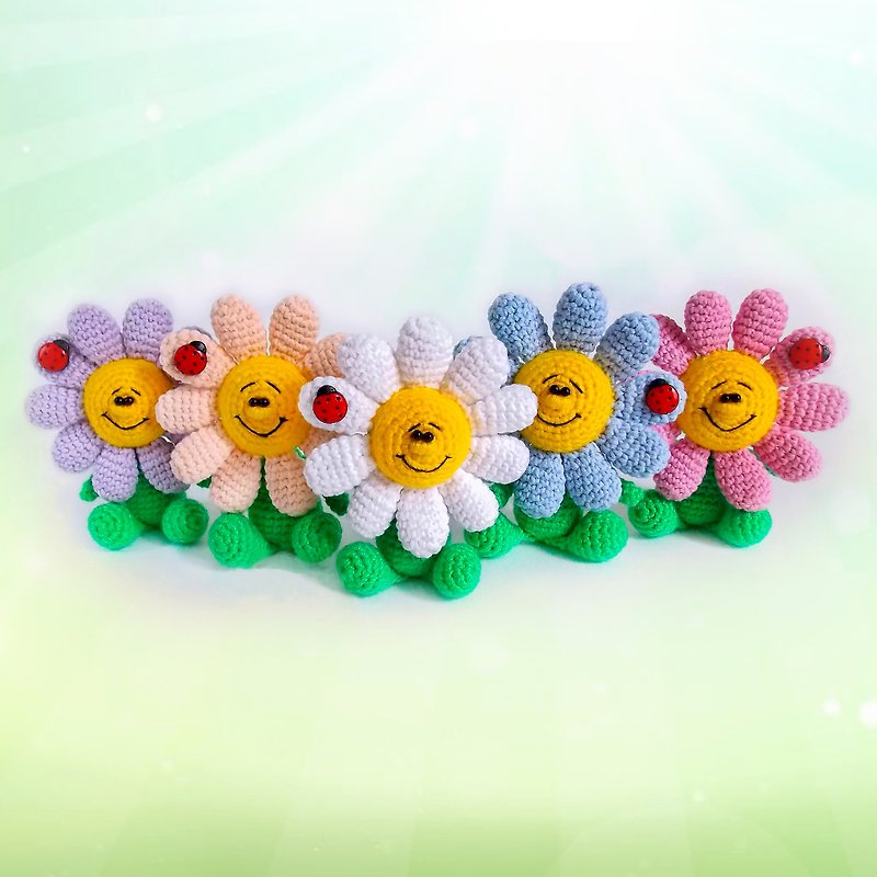 Smiling Flower Chamomile, Summer Flower, Multicolored Daisy, Interior Flower - ของเล่นเด็ก - ผ้าฝ้าย/ผ้าลินิน หลากหลายสี