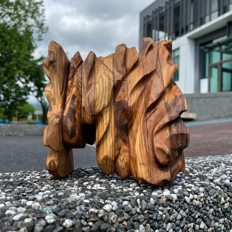 Block Time III Olive Wood - Items for Display - Wood Brown