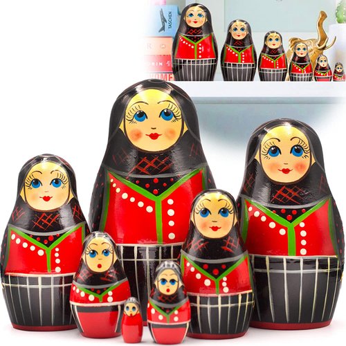 ロシアのマトリョーシカ人形 7 個 - バブーシュカの入れ子人形