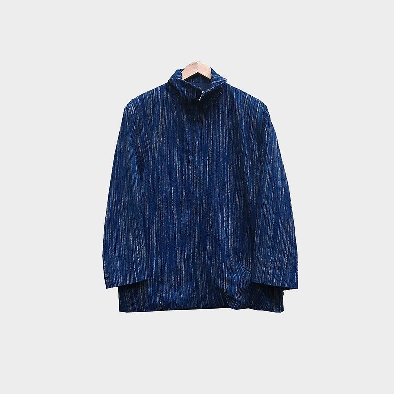 Vintage coat mixed yarn - เสื้อแจ็คเก็ต - ผ้าฝ้าย/ผ้าลินิน สีน้ำเงิน