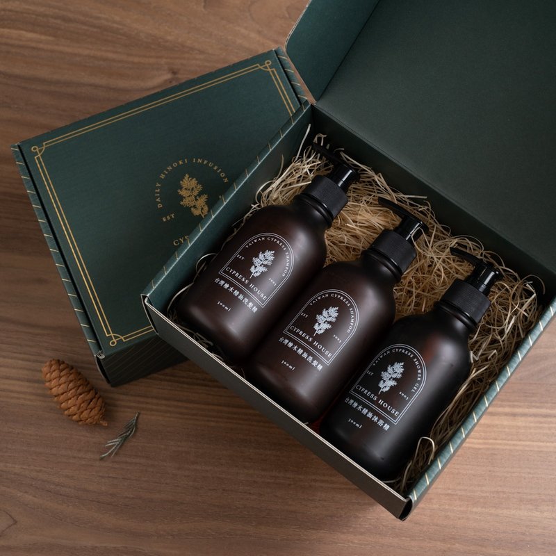 [Fast Shipping] Taiwanese Hinoki Essential Oil Bath Gift Box Natural Wood Healing Fragrance - Body Wash - Essential Oils Brown