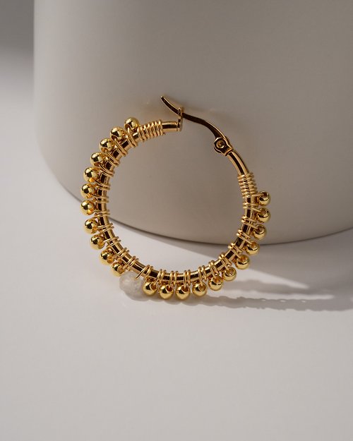 aristarjewelry Large Zuri Earrings in Moonstone (18K Gold Plated Moonstone Hoops)