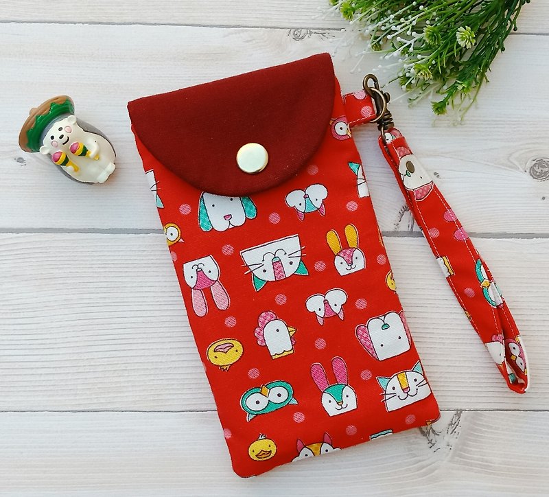 [mobile phone bag] animal state - Phone Cases - Cotton & Hemp Red