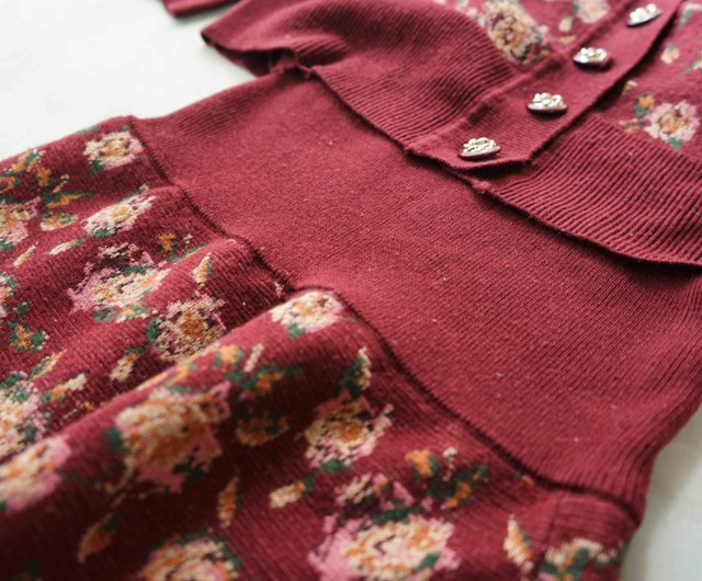 Treasure hunt vintage clothing-French romantic burgundy rose