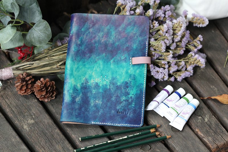 Multifunction A5 six ring veg-tanned leather binder - You are my lucky star - Notebooks & Journals - Genuine Leather Purple