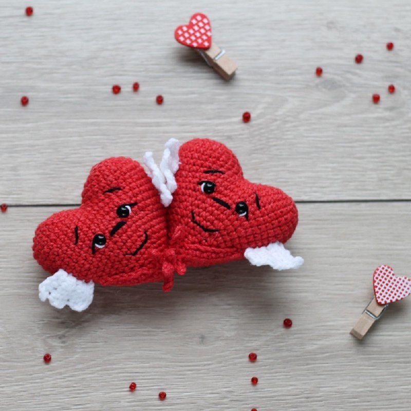 Valentine gift knitted heart, heart decorations, Valentines gift, crochet heart - ของเล่นเด็ก - วัสดุอื่นๆ 