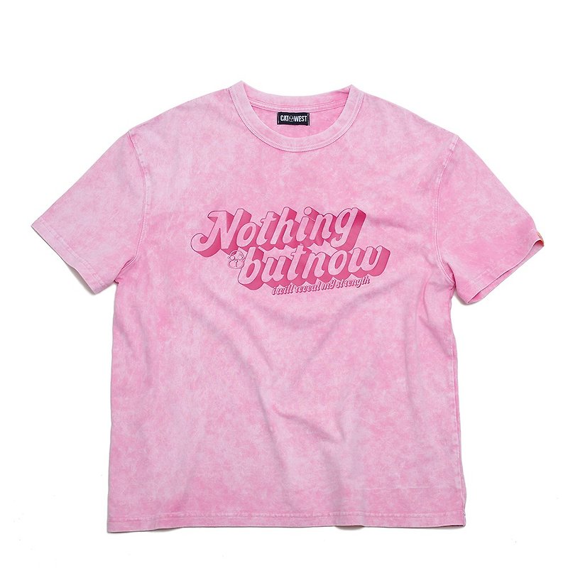 全棉水洗做舊粉色t恤 均碼寬松款 - 女 T 恤 - 棉．麻 粉紅色