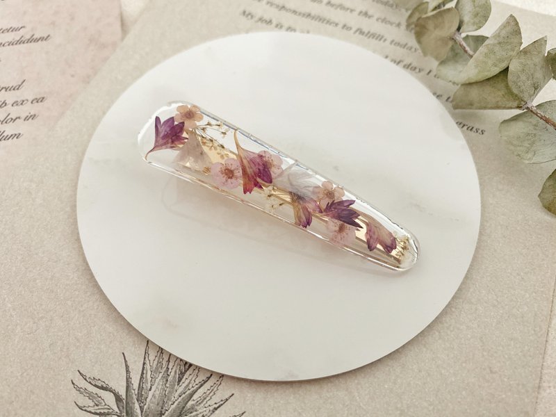 Real flower pressed flower hair clip hairpin barrette - เครื่องประดับผม - พืช/ดอกไม้ สีม่วง