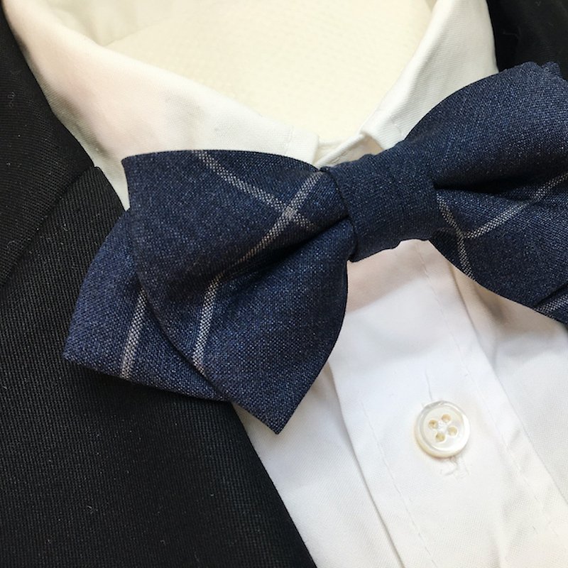 window pane wool bowtie - Bow Ties & Ascots - Other Materials Blue