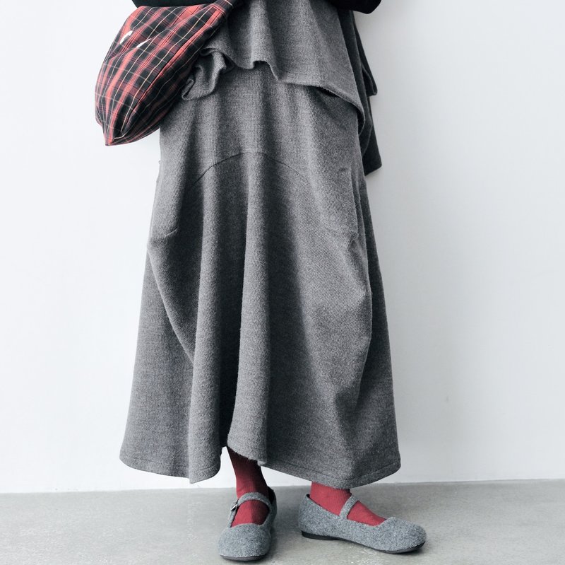 Gray three-dimensional woolen skirt/skirt - Skirts - Other Materials Gray