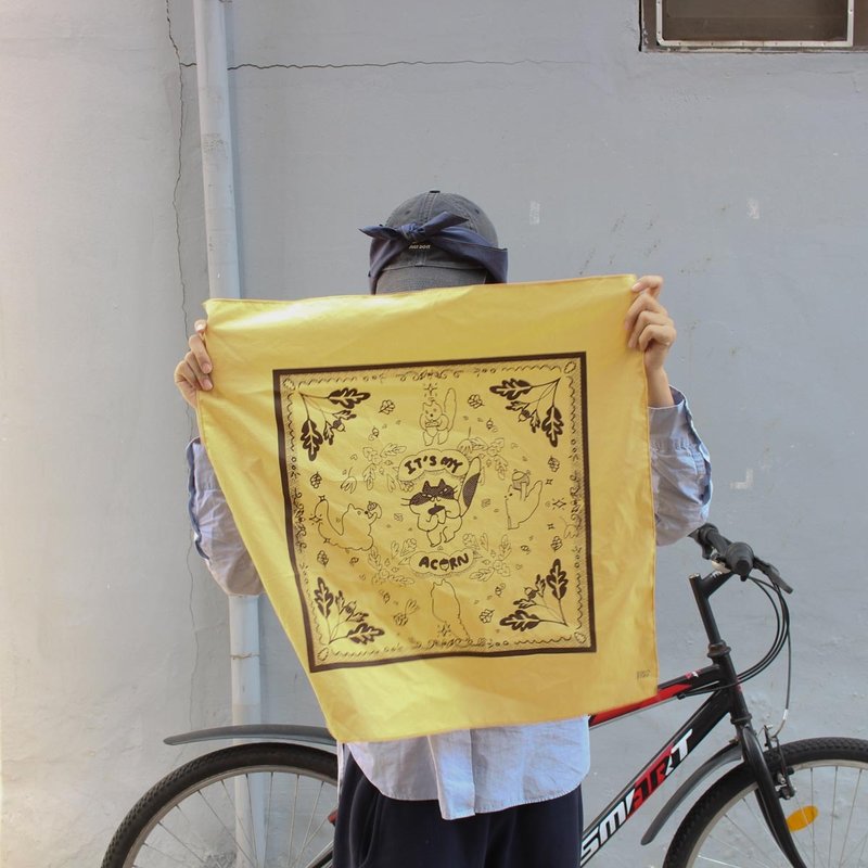(JayeonStore Silkscreen Project) It's my Acorn - 絲巾 - 棉．麻 橘色