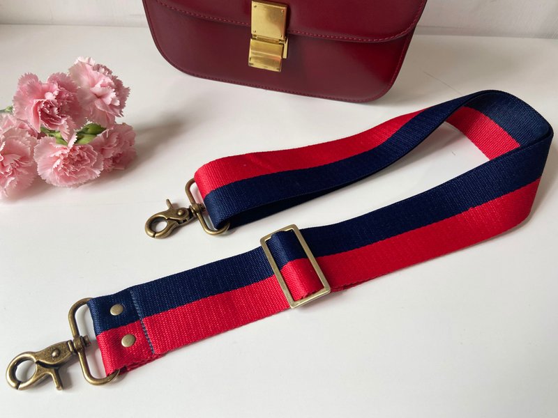 2 inch wide version straps cotton woven straps backpack straps can be adjusted and can be replaced with printed straps - กระเป๋าแมสเซนเจอร์ - ผ้าฝ้าย/ผ้าลินิน สีน้ำเงิน