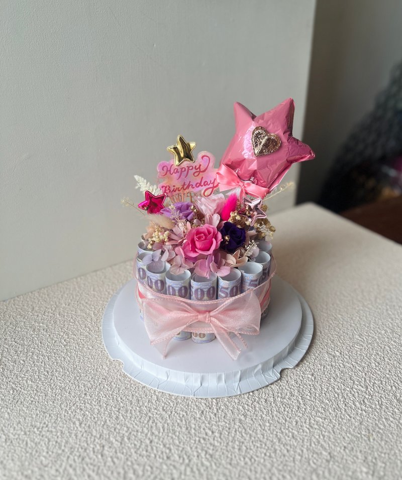 鈔票永生花蛋糕客製化下單區-有錢花-商品不含鈔票需自行放入 - 乾燥花/永生花 - 植物．花 