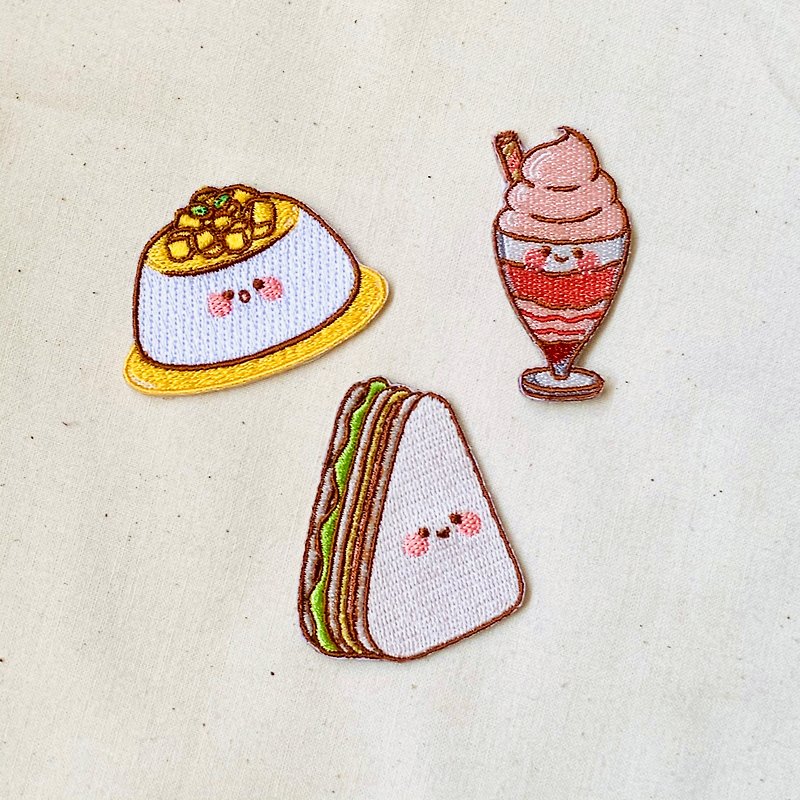 Food Embroidery Stickers-Strawberry Sundae - สติกเกอร์ - งานปัก หลากหลายสี