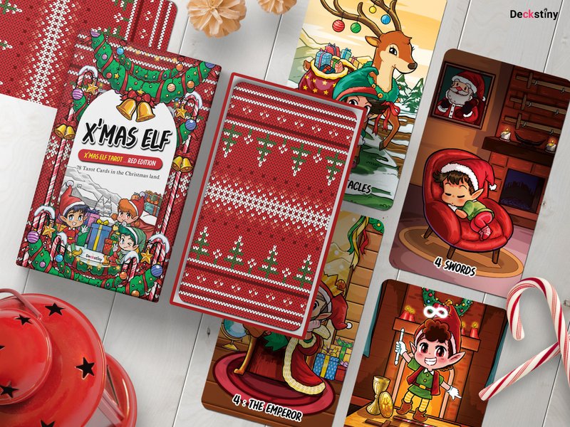 78pcs X'mas Elf Tarot : Red Edition - Cards & Postcards - Paper Red