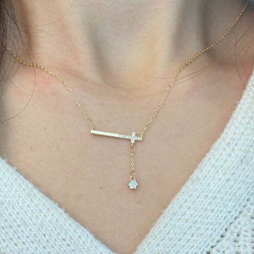 Giftest Jewelry 禮悟 Giftest 純銀鍍18K金/光十架 可洗澡抗過敏基督教十字架項鍊N96
